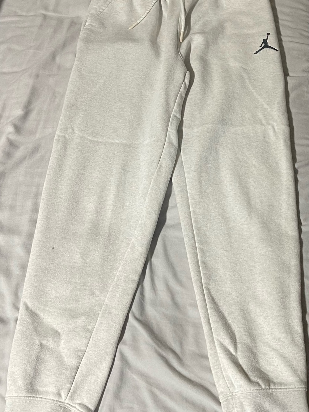 Jordan White Fleece Joggers with Black Jumpman Logo